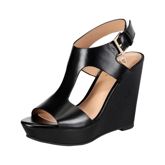 Thalia Sodi Shoes - NWOT Black Wedge Heel Platform Sandals with Ankle Straps Size 9.5